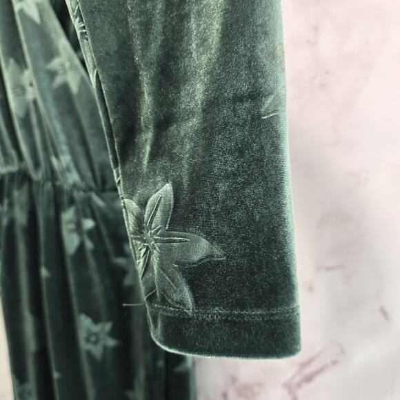 & Other Stories Dress Womens 6 Small Green Velvet Floral Midi Maxi Wrap Long - Picture 13 of 16